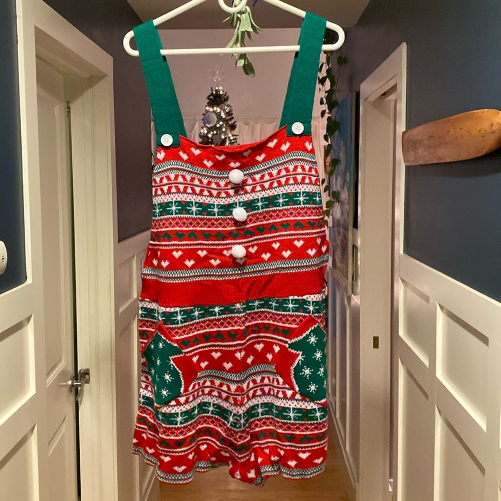 Christmas Holiday Sweater Romper, Santa Helper, Elf Costume, Holiday Party